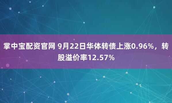 掌中宝配资官网 9月22日华体转债上涨0.96%，转股溢价率12.57%